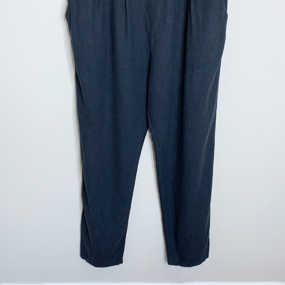 Ozma Coverall Jumpsuit (Sz L) Sleeveless Tapered Crop Raw Silk Noil Black - Picture 10 of 13